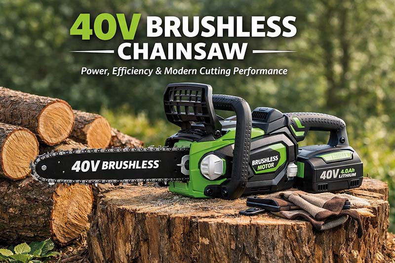40V brushless chainsaw in action