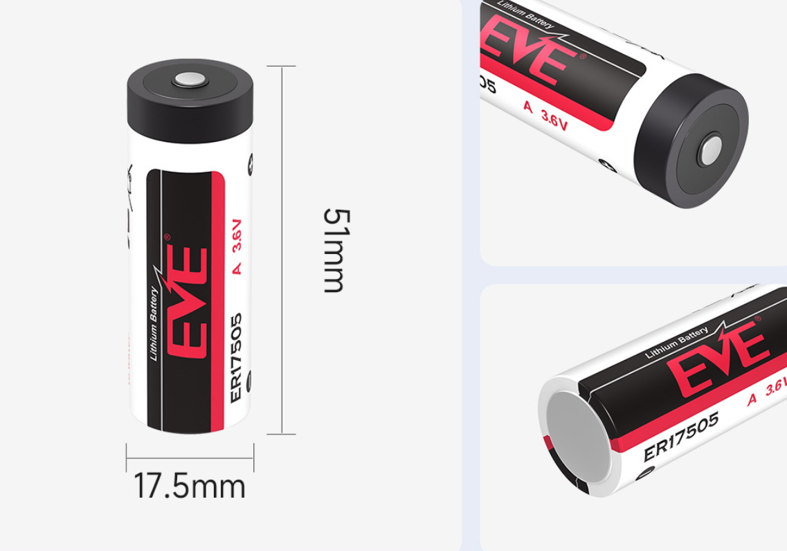 EVE ER17505 A-Size Li-SOCl2 Battery Dimensions